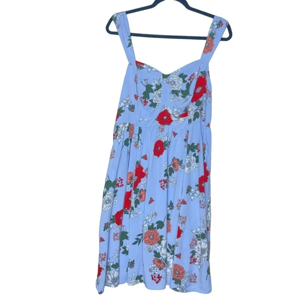 Torrid Floral Mini Challis Skater Dress Size 1X - Picture 2 of 12